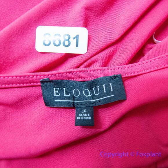 Eloquii coral red dress with faux wrap back and tie neck, size 16 - Picture 11 of 13